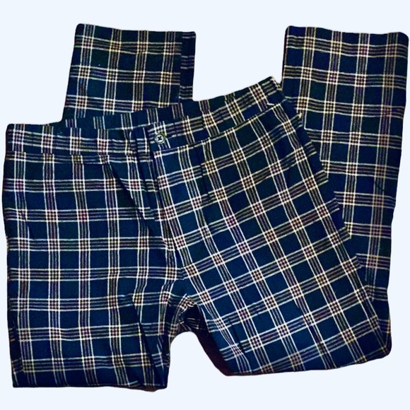 Sky and Sparrow Plaid Pants , Classic Straight Leg Relaxed Fit Plaid Pants - Picture 5 of 9